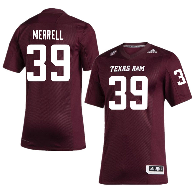 Men #39 Caleb Merrell Texas A&M Aggies College Football Jerseys Sale-Maroon - Click Image to Close